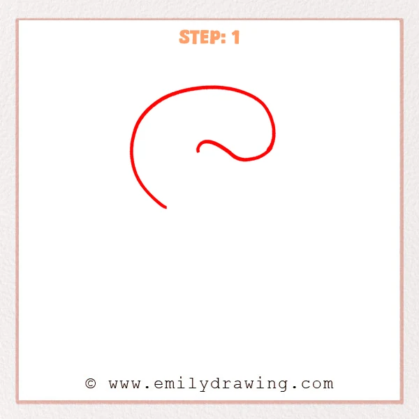 how to draw a bubble letter s - A first guideline stroke for a bubble letter S, showing a large sweeping curve with a small inward curl starting the middle turn.